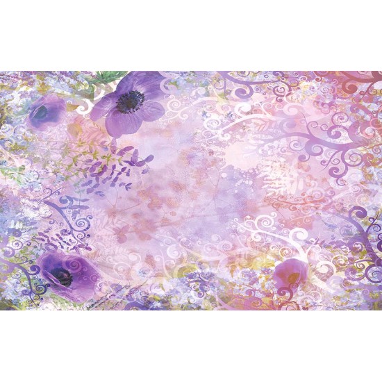 Wall photo mural designer mix flowers and ornaments in 2 variants