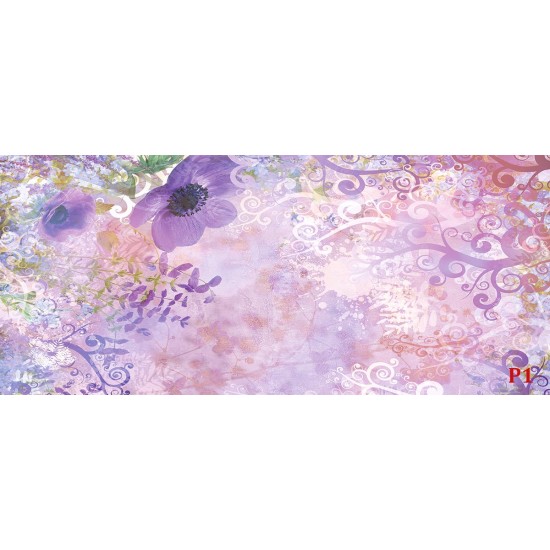 Wall photo mural designer mix flowers and ornaments in 2 variants
