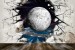 Photo mural broken wall overlooking a planet