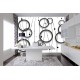 Photo mural design wall circles in black and white