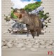 Wall mural 3D effect brick wall and dinosaur Wall mural 3D effect brick wall and dinosaur