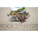 Wall mural 3D effect brick wall and dinosaur Wall mural 3D effect brick wall and dinosaur