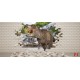 Wall mural 3D effect brick wall and dinosaur Wall mural 3D effect brick wall and dinosaur