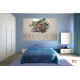 Wall mural 3D effect brick wall and dinosaur Wall mural 3D effect brick wall and dinosaur