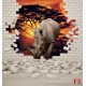 Wall mural 3D effect brick wall and rhino Wall mural 3D effect brick wall and rhino