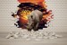 Wall mural 3D effect brick wall and rhino