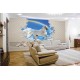 Wall mural 3D effect brick wall and white horse Wall mural 3D effect brick wall and white horse