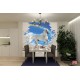 Wall mural 3D effect brick wall and white horse Wall mural 3D effect brick wall and white horse