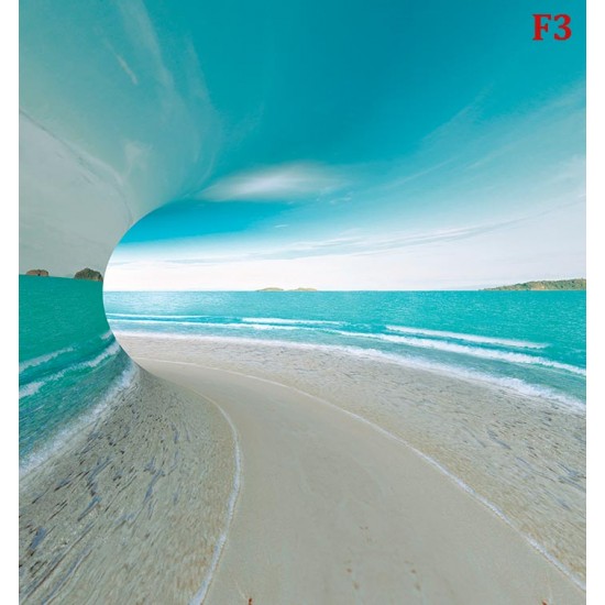 Wall mural 3D tunnel with sea view and shore Wall mural 3D tunnel with sea view and shore