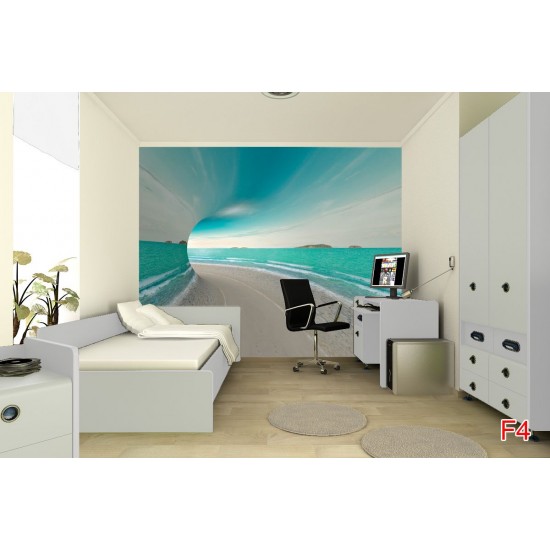 Wall mural 3D tunnel with sea view and shore Wall mural 3D tunnel with sea view and shore