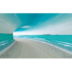 Wall mural 3D tunnel with sea view and shore