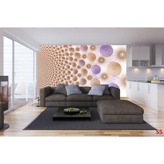 Wall mural purple and golden spheres design Wall mural purple and golden spheres design
