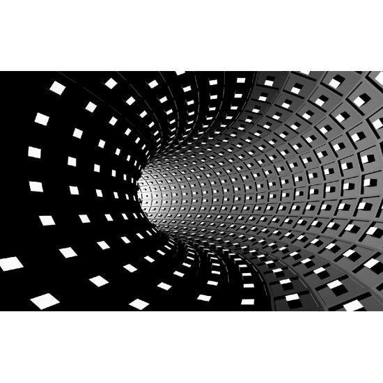 Wall mural 3D spiral tunnel in black