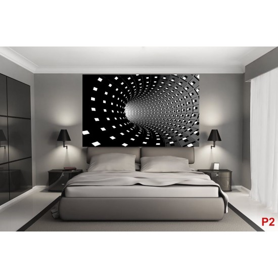 Wall mural 3D spiral tunnel in black