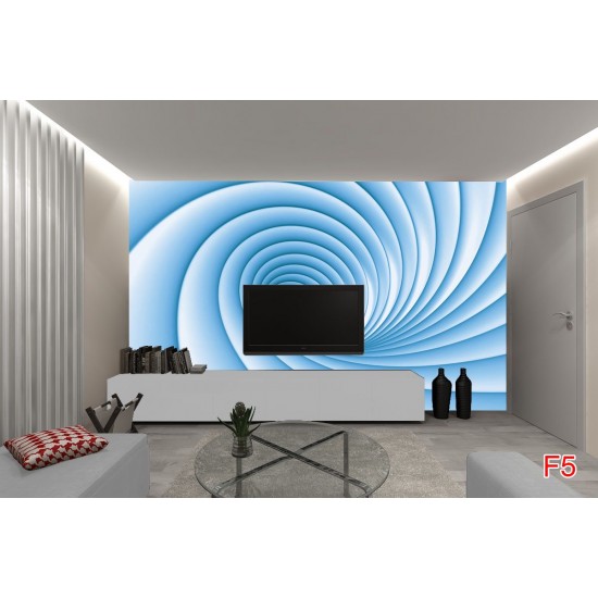 Wall mural 3D effect spiral in 2 colors green and blue