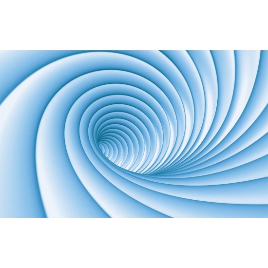 Wall mural 3D effect spiral in 2 colors green and blue