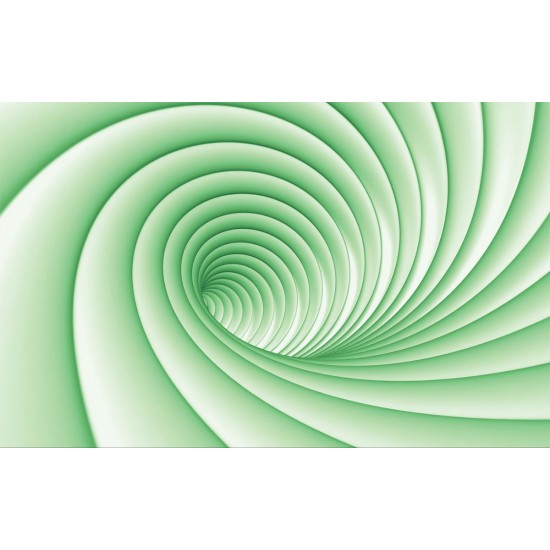 Wall mural 3D effect spiral in 2 colors green and blue