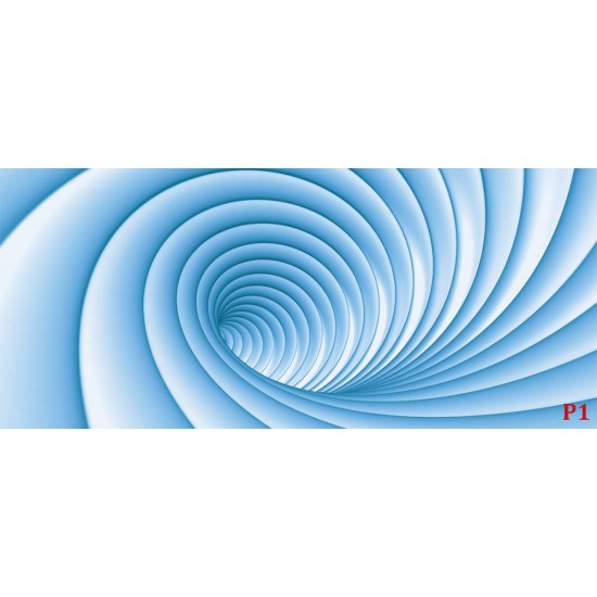 Wall mural 3D effect spiral in 2 colors green and blue