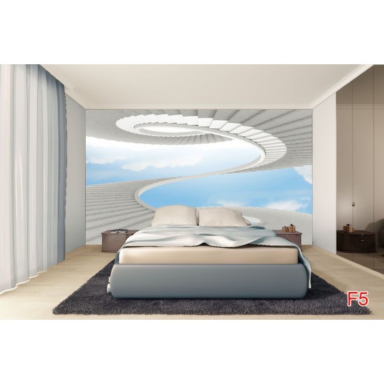 Wall mural effective stairs and sky Wall mural effective stairs and sky