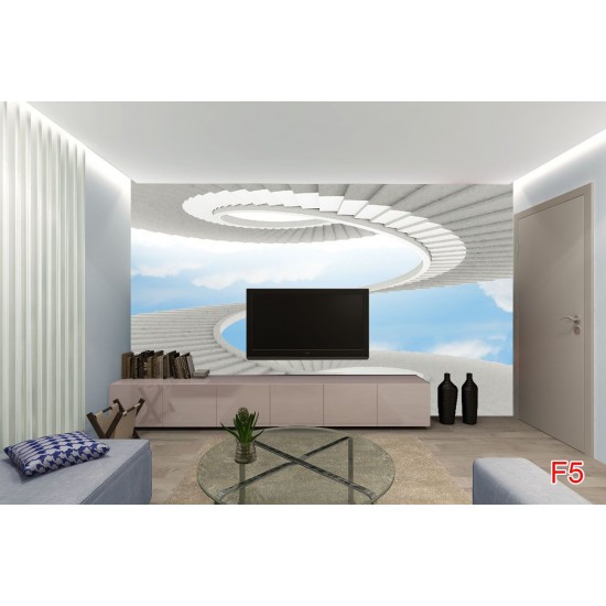 Wall mural effective stairs and sky Wall mural effective stairs and sky