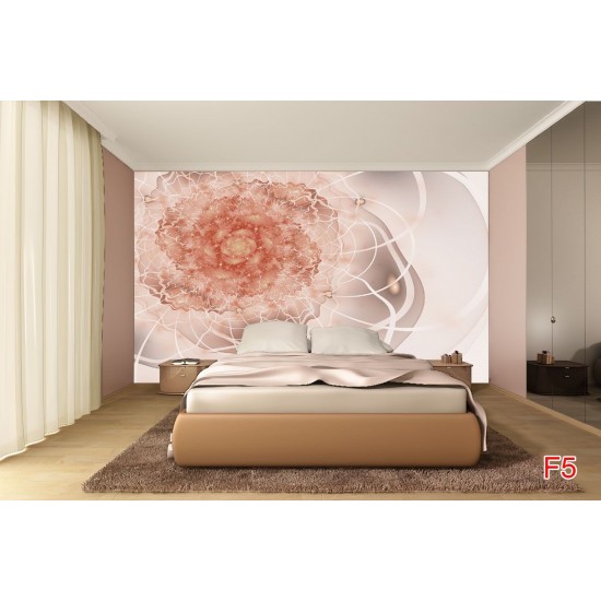 Wall mural abstract flower in colorful beige