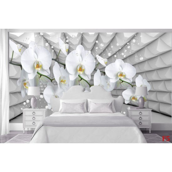 Wallpapers white orchid grey tunnel with bubbles