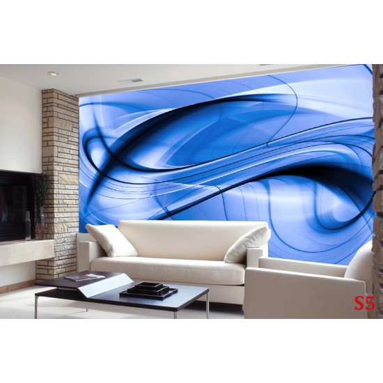 Wall mural abstract waves in blue color Wall mural abstract waves in blue color