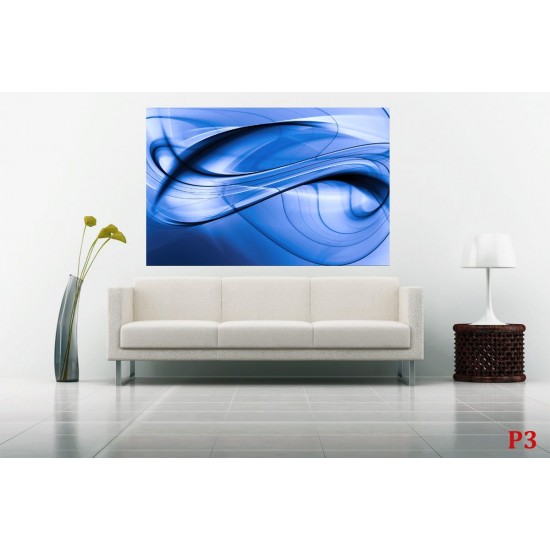 Wall mural abstract waves in blue color Wall mural abstract waves in blue color