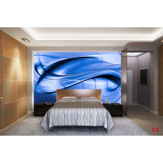 Wall mural abstract waves in blue color Wall mural abstract waves in blue color