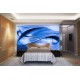 Wall mural abstract waves in blue color Wall mural abstract waves in blue color