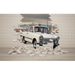 Wall murals 3d effect broken brick wall with Trabant Wall murals 3d effect broken brick wall with Trabant
