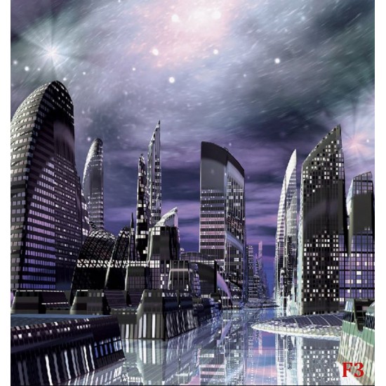 Wallpapers mural futuristic city in purple light Wallpapers mural futuristic city in purple light