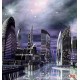 Wallpapers mural futuristic city in purple light Wallpapers mural futuristic city in purple light
