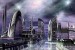 Wallpapers mural futuristic city in purple light