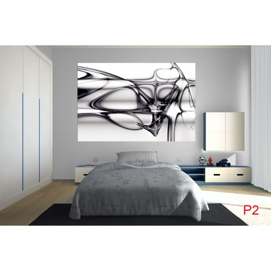 Wall murals with abstraction waves and lines in black Wall murals with abstraction waves and lines in black