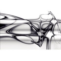 Wall murals with abstraction waves and lines in black