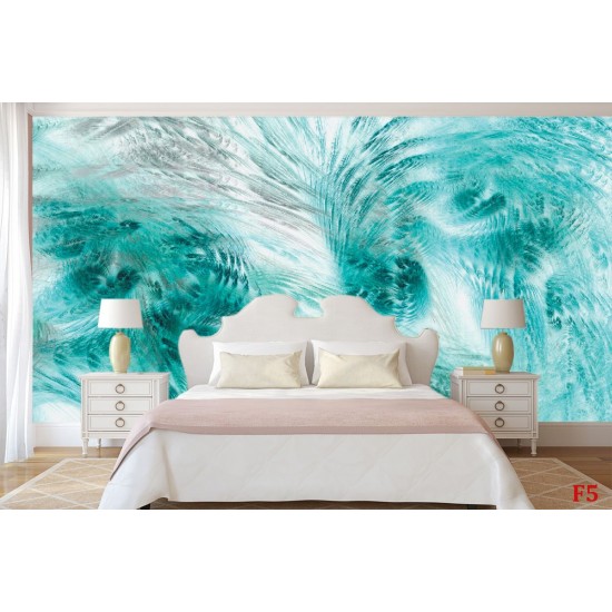 Wallpapers mural feathers in turquoise
