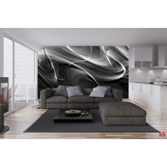 Wallpapers mural modern waves in black and grey Wallpapers mural modern waves in black and grey