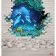 Wall mural 3D brick wall-aquarium with dolphins and fish