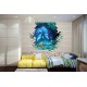 Wall mural 3D brick wall-aquarium with dolphins and fish