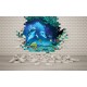 Wall mural 3D brick wall-aquarium with dolphins and fish