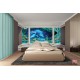 Wall mural 3D room wall with dolphins and seabed Wall mural 3D room wall with dolphins and seabed