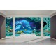 Wall mural 3D room wall with dolphins and seabed Wall mural 3D room wall with dolphins and seabed
