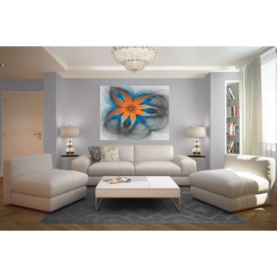 Wall mural abstract flower in orange with dots Wall mural abstract flower in orange with dots