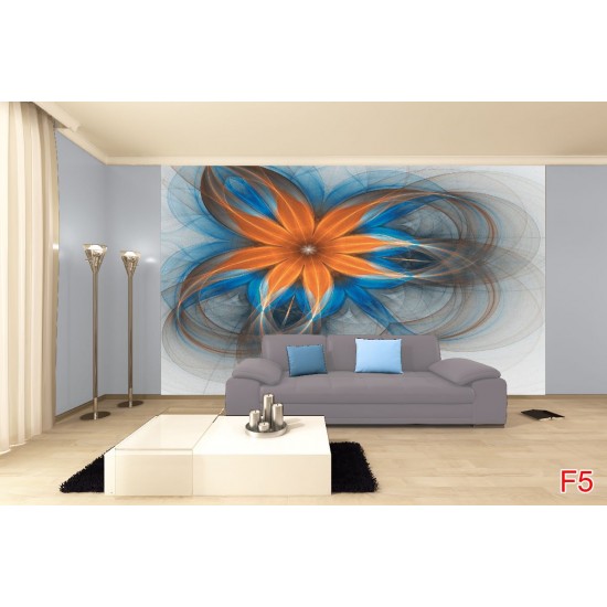 Wall mural abstract flower in orange with dots Wall mural abstract flower in orange with dots
