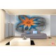 Wall mural abstract flower in orange with dots Wall mural abstract flower in orange with dots