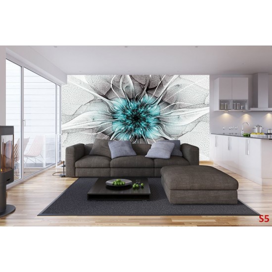 Wallpapers mural flower nets in turquoise Wallpapers mural flower nets in turquoise