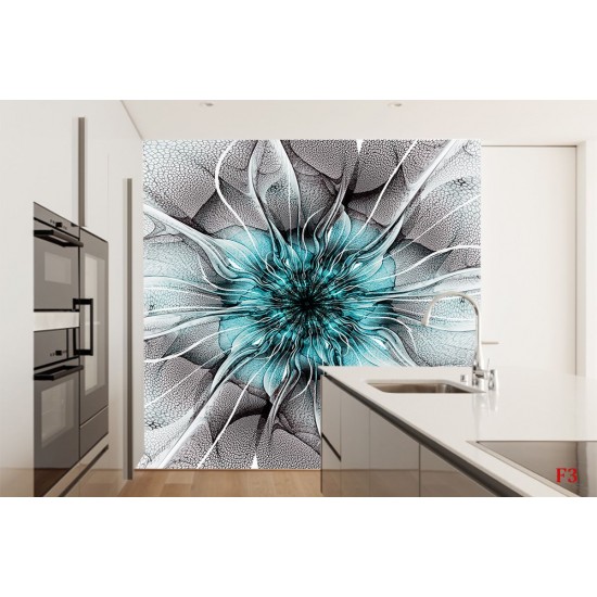 Wallpapers mural flower nets in turquoise Wallpapers mural flower nets in turquoise