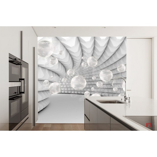 Wallpapers 3D gray spiral with speres in 2 colours