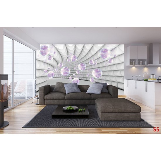 Wallpapers 3D gray spiral with speres in 2 colours